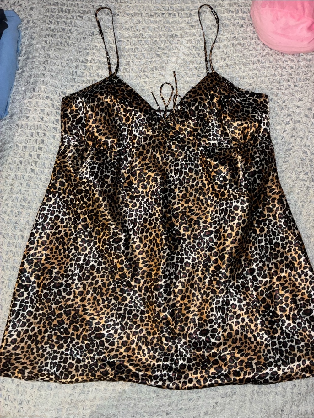 Delta Burke Leopard Print Satin Chemise in Brown and Black
